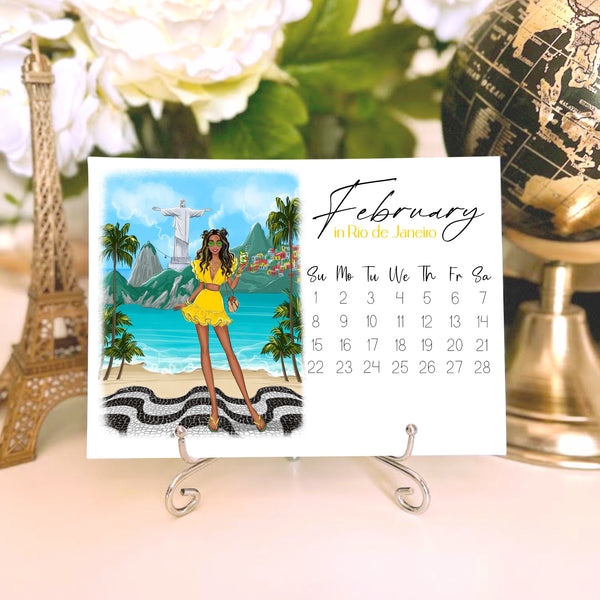 2026 Travel Calendar - Fashion Illustration Desk Mini Calendar
