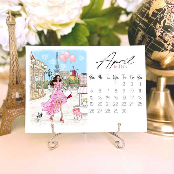 2026 Travel Calendar - Fashion Illustration Desk Mini Calendar