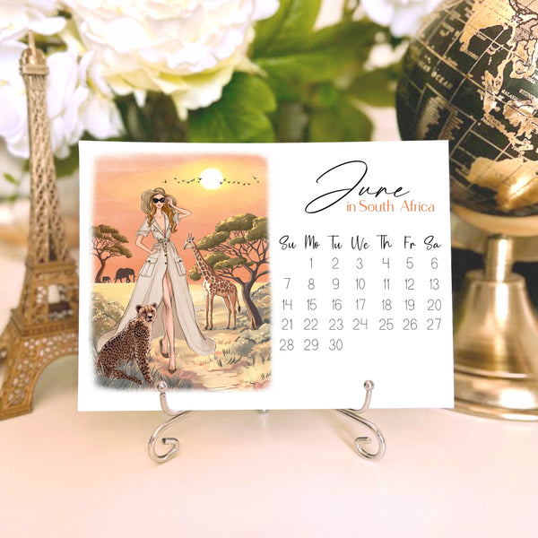 2026 Travel Calendar - Fashion Illustration Desk Mini Calendar