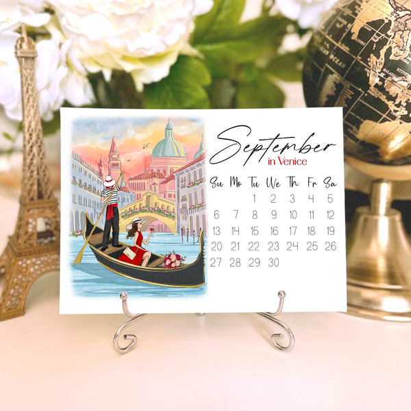 2026 Travel Calendar - Fashion Illustration Desk Mini Calendar