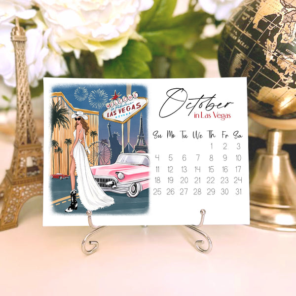 2026 Travel Calendar - Fashion Illustration Desk Mini Calendar