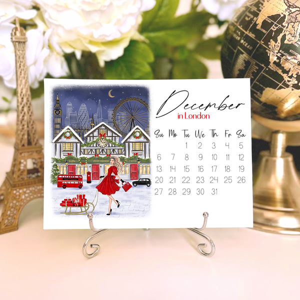 2026 Travel Calendar - Fashion Illustration Desk Mini Calendar