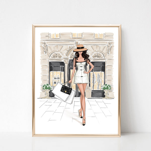 Chic Shopping Fashion Illustration Wall Art