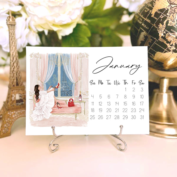 2026 Desk Calendar - Fashion Illustration Mini Calendar
