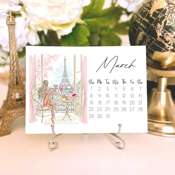 2026 Desk Calendar - Fashion Illustration Mini Calendar