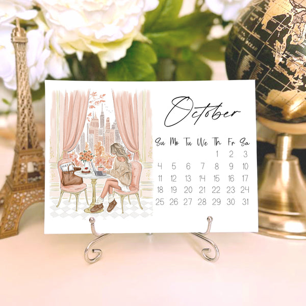 2026 Desk Calendar - Fashion Illustration Mini Calendar