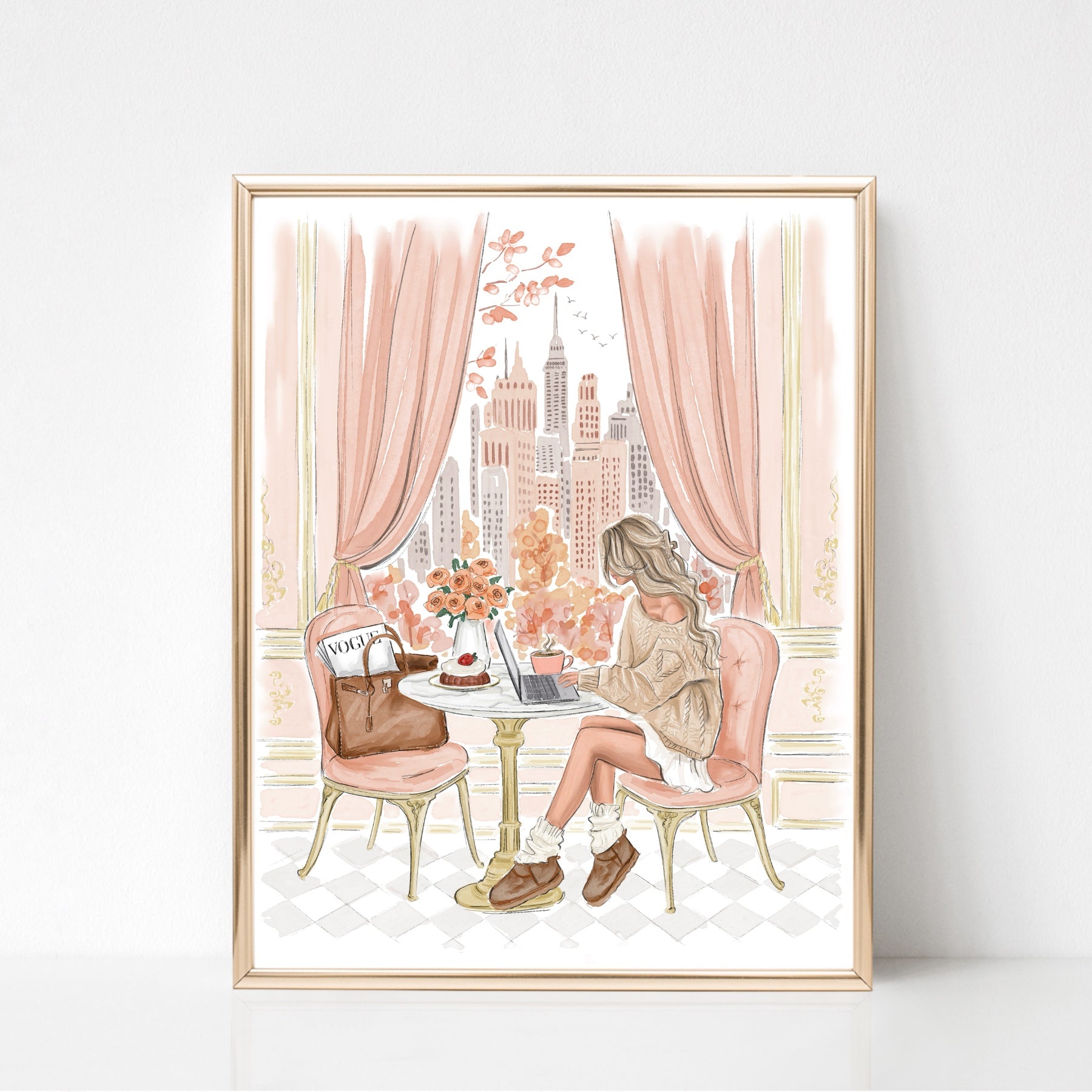 New York Cozy Café Fashion Illustration Art Print