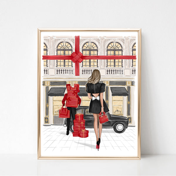 Christmas shopping art fashion illustration