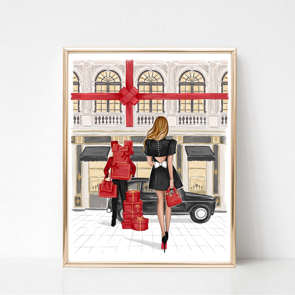 Christmas shopping art fashion illustration