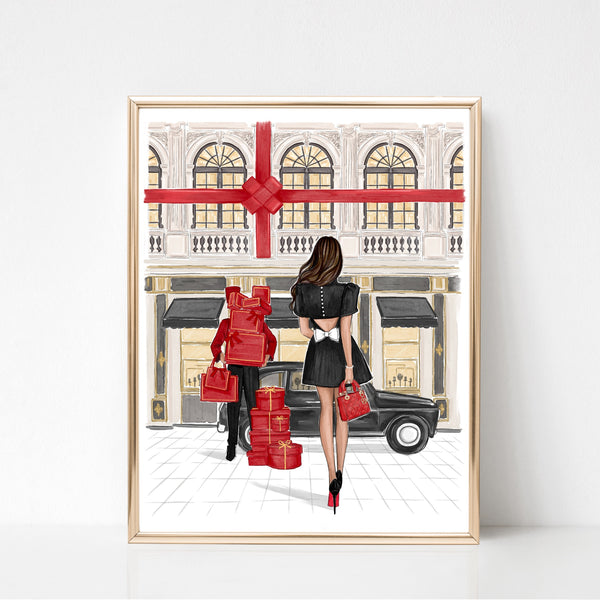 Christmas shopping art fashion illustration