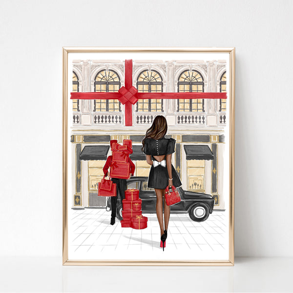 Christmas shopping art fashion illustration