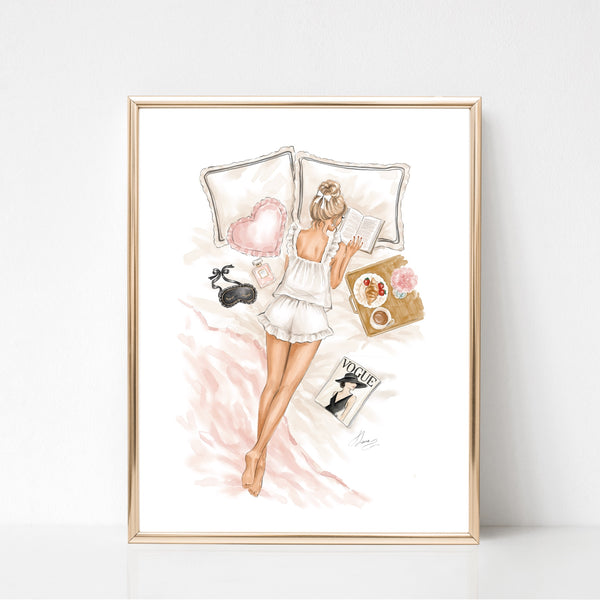 Watercolor fashion illustration art print, Girly bedroom wall decor