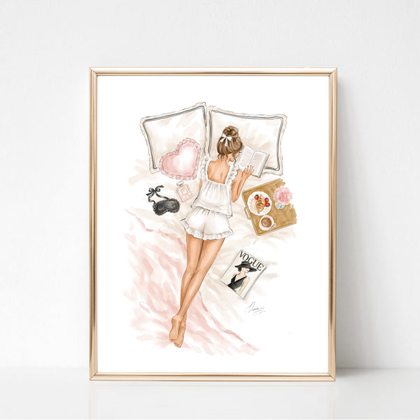 Watercolor fashion illustration art print, Girly bedroom wall decor