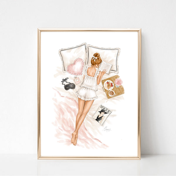 Watercolor fashion illustration art print, Girly bedroom wall decor