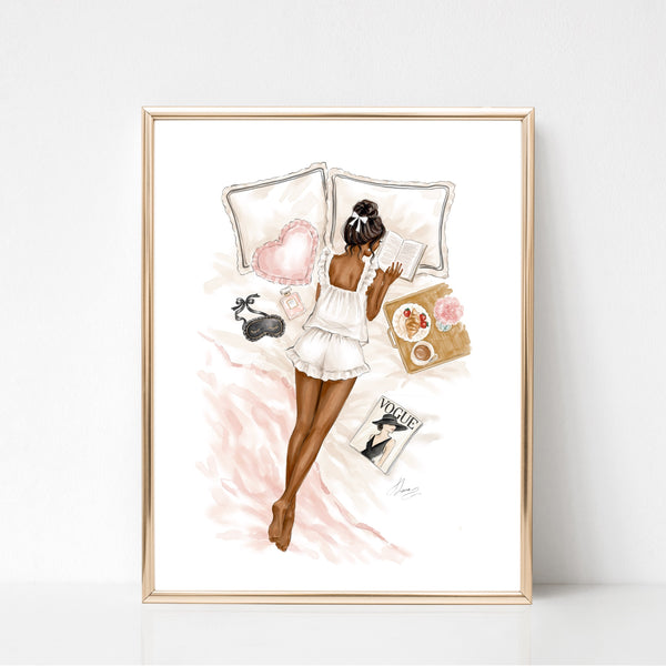 Watercolor fashion illustration art print, Girly bedroom wall decor