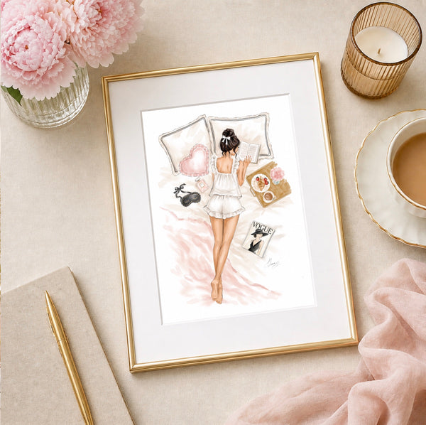 Watercolor fashion illustration art print, Girly bedroom wall decor