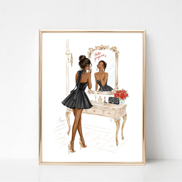 Vanity chic girl fashion illustration art print