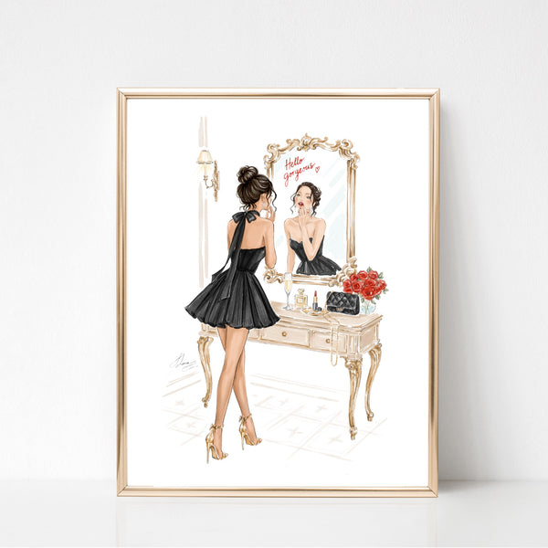 Vanity chic girl fashion illustration art print