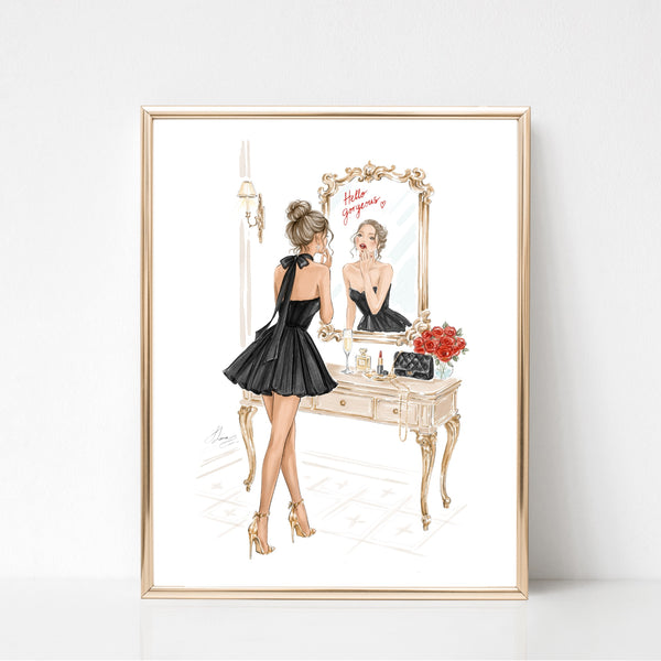 Vanity chic girl fashion illustration art print