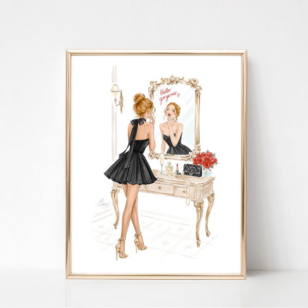 Vanity chic girl fashion illustration art print