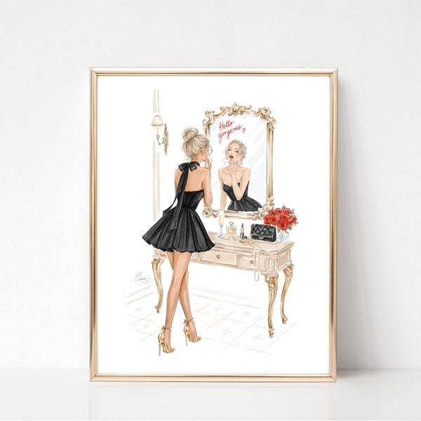 Vanity chic girl fashion illustration art print