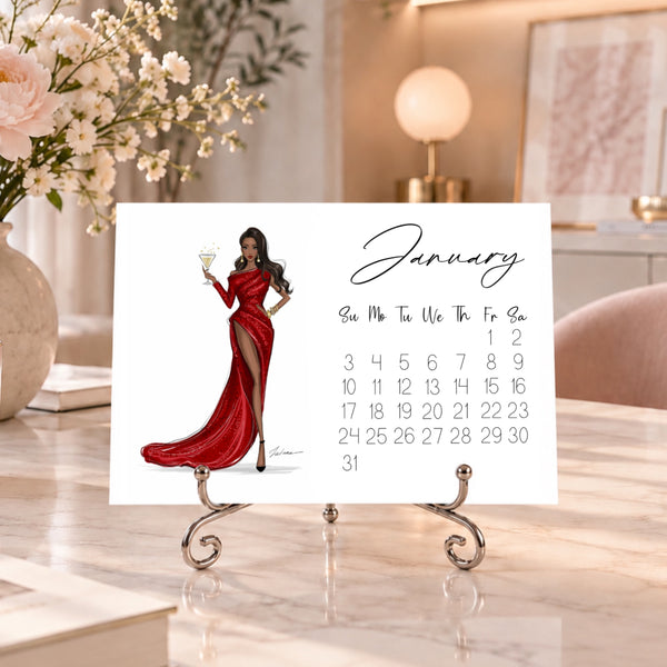 2027 Desk Calendar - Fashion Illustration Mini Calendar (FC-5)