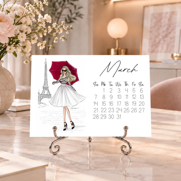 2027 Desk Calendar - Fashion Illustration Mini Calendar (FC-5)