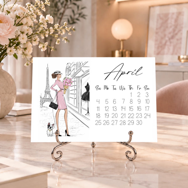 2027 Desk Calendar - Fashion Illustration Mini Calendar (FC-5)