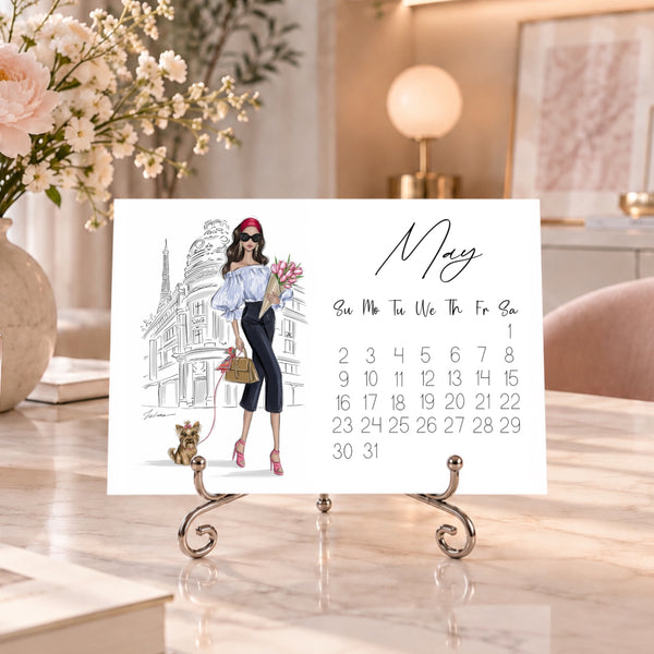 2027 Desk Calendar - Fashion Illustration Mini Calendar (FC-5)
