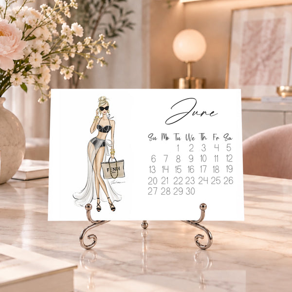 2027 Desk Calendar - Fashion Illustration Mini Calendar (FC-5)