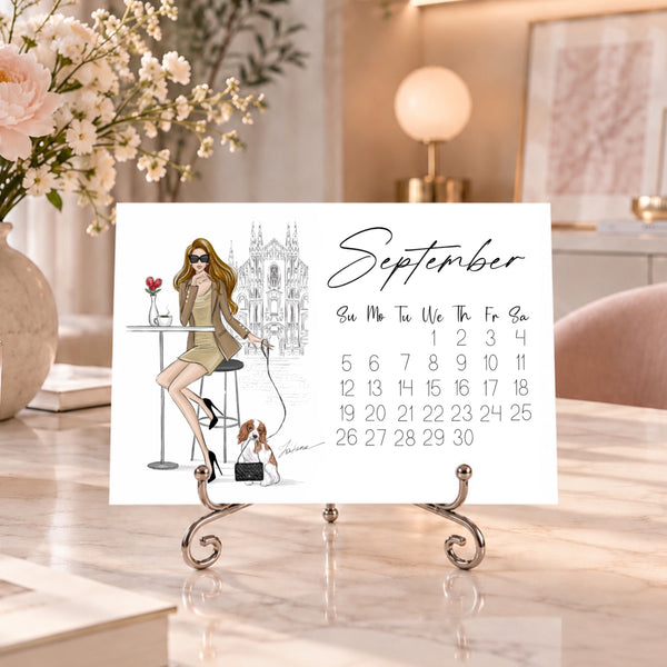 2027 Desk Calendar - Fashion Illustration Mini Calendar (FC-5)