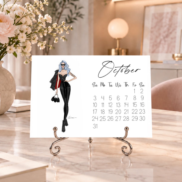 2027 Desk Calendar - Fashion Illustration Mini Calendar (FC-5)