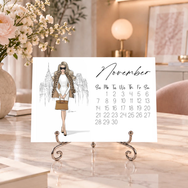 2027 Desk Calendar - Fashion Illustration Mini Calendar (FC-5)