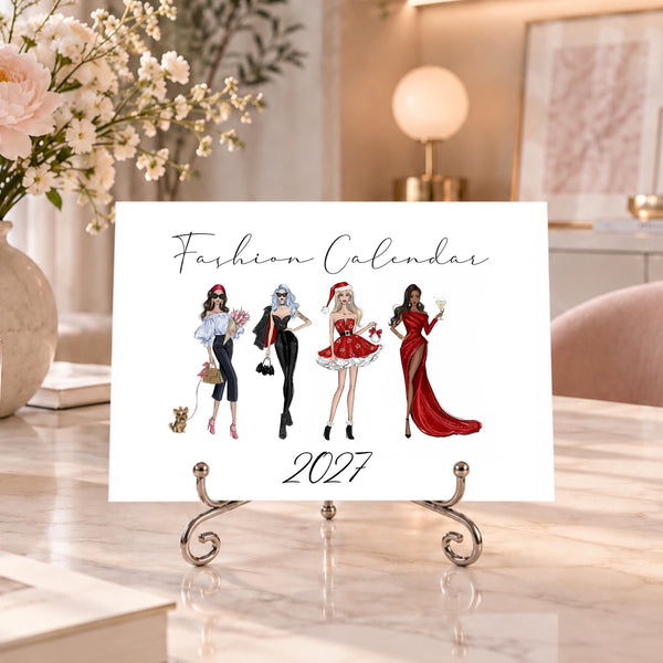 2027 Desk Calendar - Fashion Illustration Mini Calendar (FC-5)