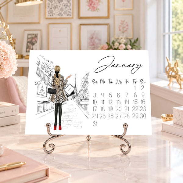 2027 Desk Calendar - Fashion Illustration Mini Calendar (FC-6)