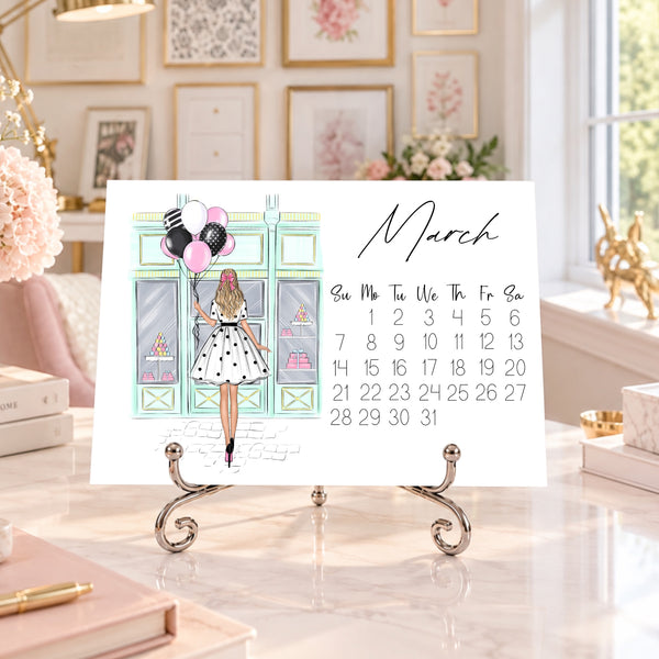 2027 Desk Calendar - Fashion Illustration Mini Calendar (FC-6)