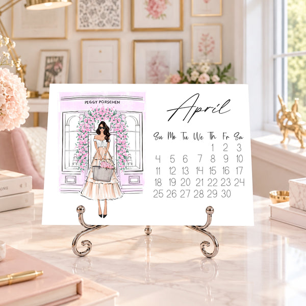 2027 Desk Calendar - Fashion Illustration Mini Calendar (FC-6)