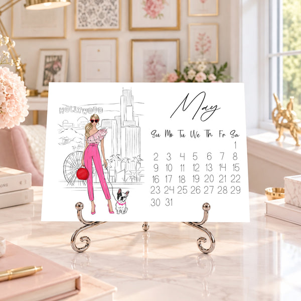2027 Desk Calendar - Fashion Illustration Mini Calendar (FC-6)