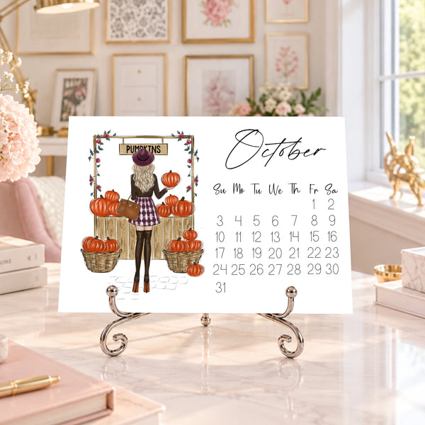 2027 Desk Calendar - Fashion Illustration Mini Calendar (FC-6)