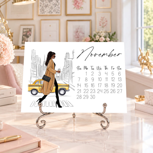 2027 Desk Calendar - Fashion Illustration Mini Calendar (FC-6)