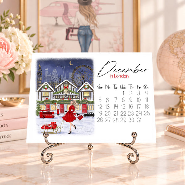 2027 Travel Calendar - Fashion Illustration Desk Mini Calendar (TC-2)