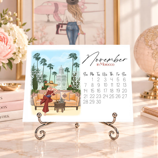 2027 Travel Calendar - Fashion Illustration Desk Mini Calendar (TC-2)