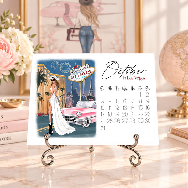 2027 Travel Calendar - Fashion Illustration Desk Mini Calendar (TC-2)