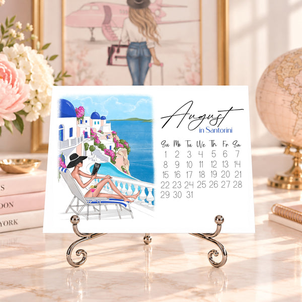 2027 Travel Calendar - Fashion Illustration Desk Mini Calendar (TC-2)