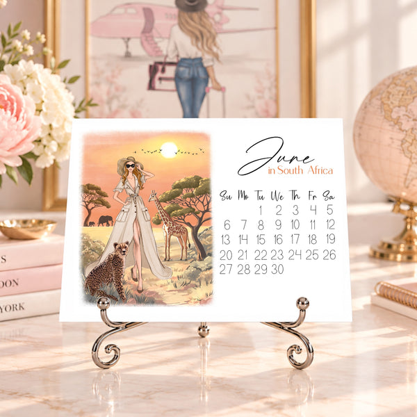 2027 Travel Calendar - Fashion Illustration Desk Mini Calendar (TC-2)