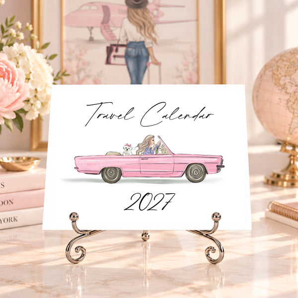 2027 Travel Calendar - Fashion Illustration Desk Mini Calendar (TC-2)