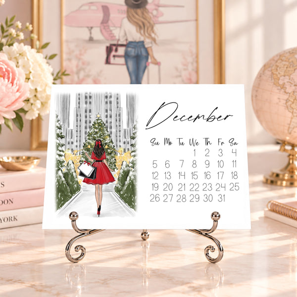 2027 Travel Calendar - Fashion Illustration Desk Mini Calendar (TC-1)