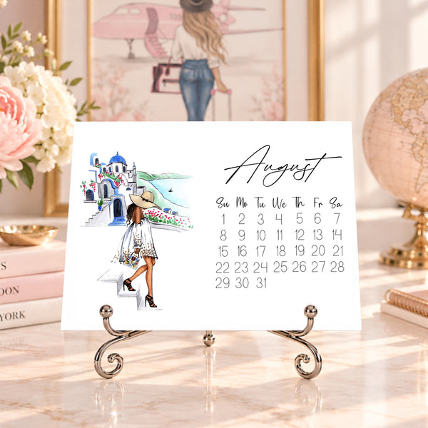 2027 Travel Calendar - Fashion Illustration Desk Mini Calendar (TC-1)