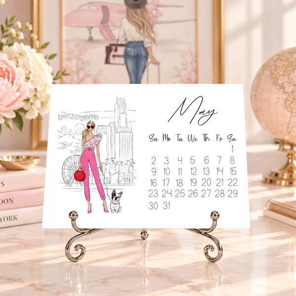 2027 Travel Calendar - Fashion Illustration Desk Mini Calendar (TC-1)