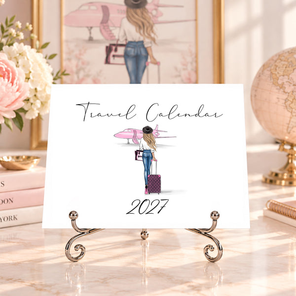 2027 Travel Calendar - Fashion Illustration Desk Mini Calendar (TC-1)